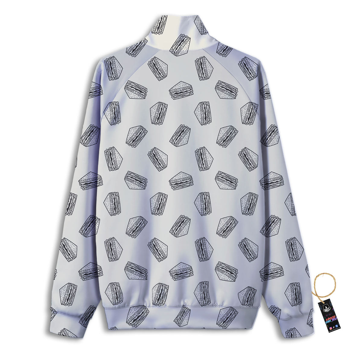 Sandwich Grey Doodle Print Pattern Track Jacket-grizzshop