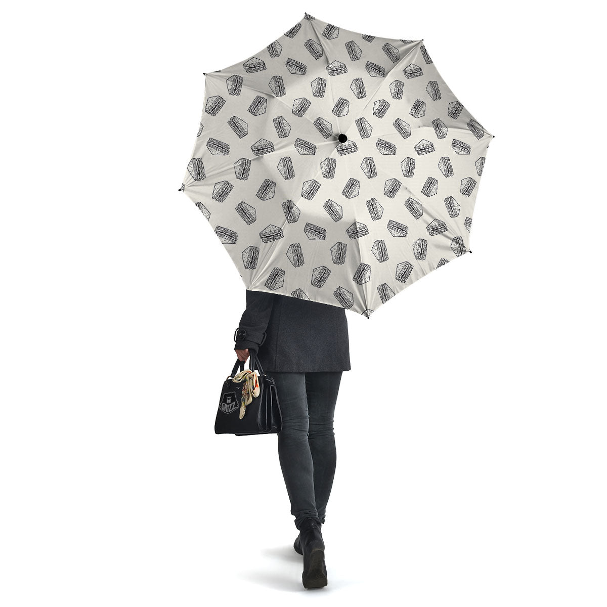Sandwich Grey Doodle Print Pattern Umbrella-grizzshop