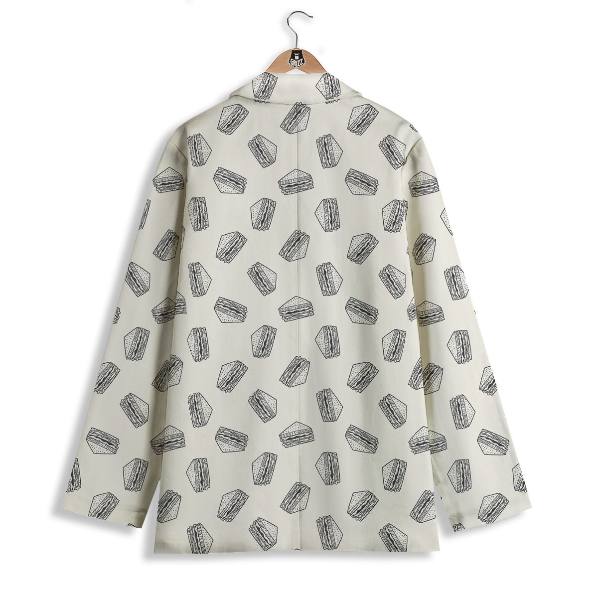 Sandwich Grey Doodle Print Pattern Women's Blazer-grizzshop