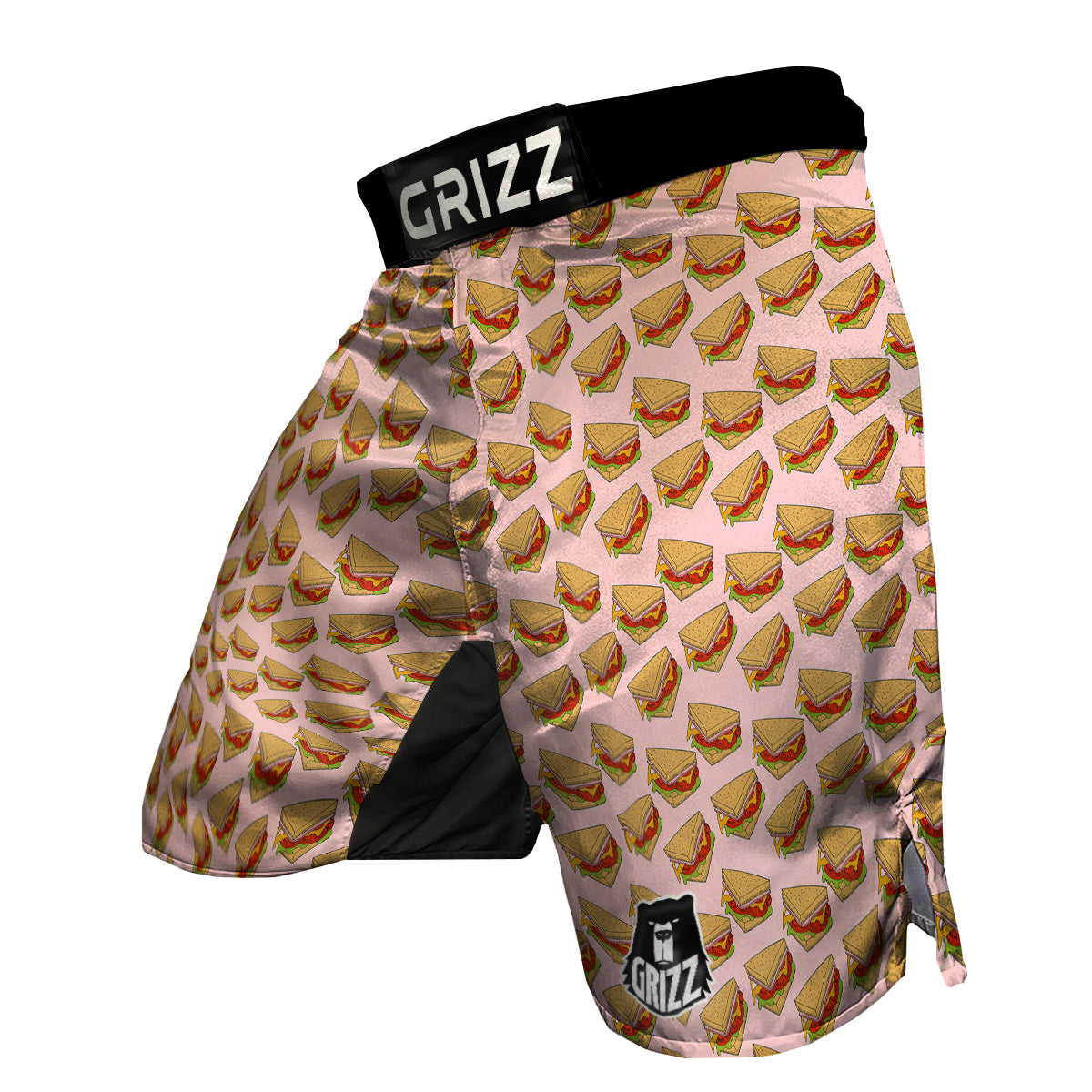 Sandwich Hand Drawn Pink Print Pattern MMA Shorts-grizzshop