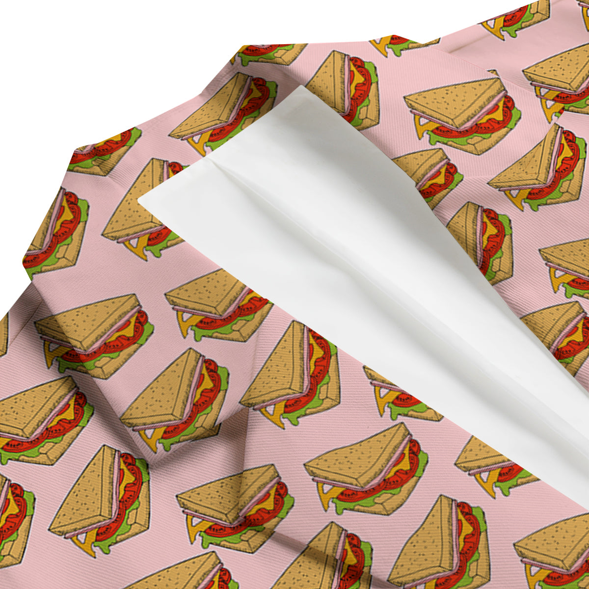 Sandwich Hand Drawn Pink Print Pattern Men's Blazer-grizzshop