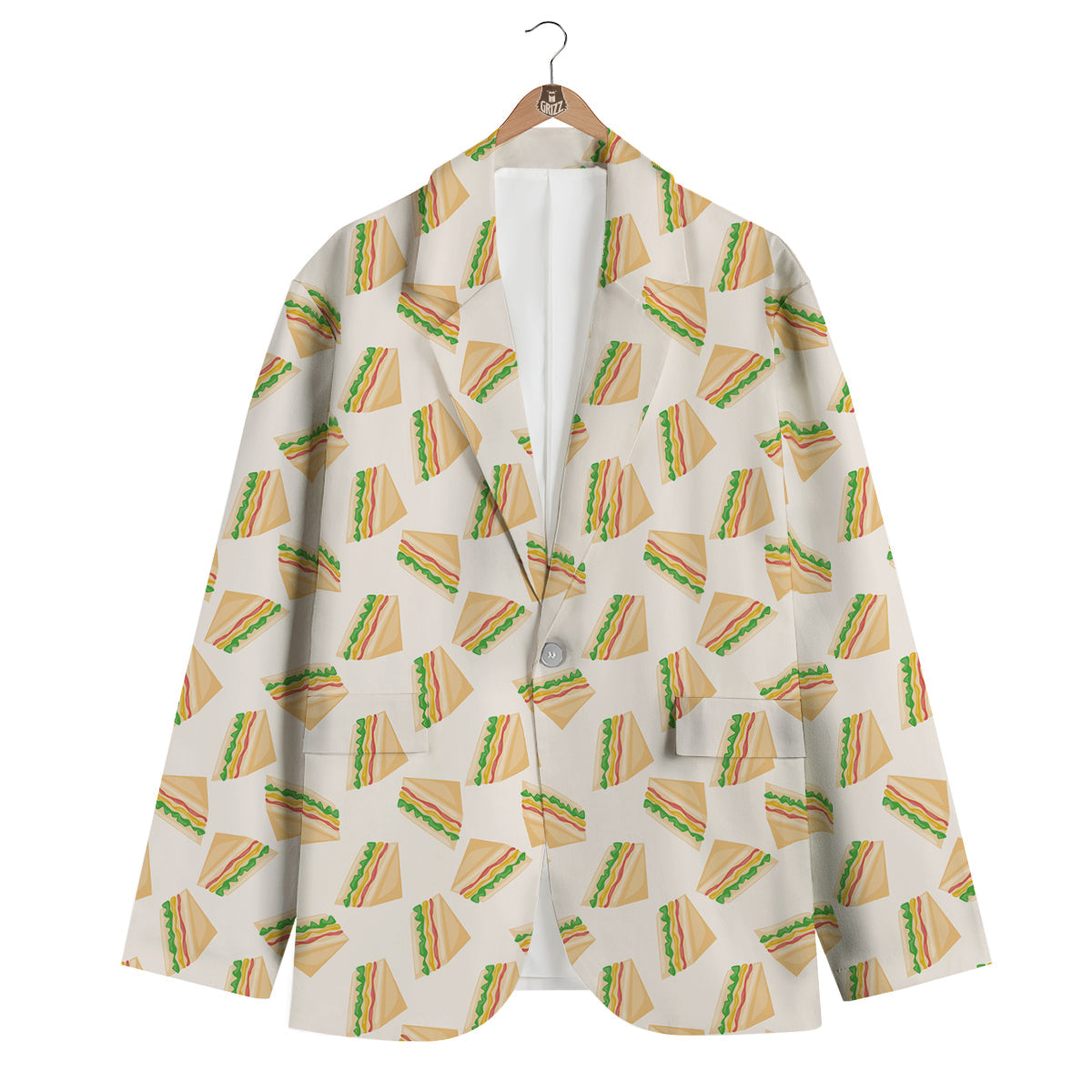 Sandwich Print Pattern Men's Blazer-grizzshop