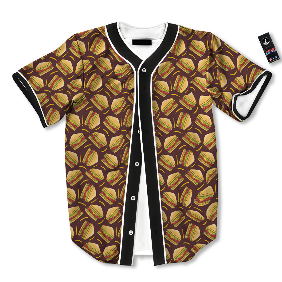 Sandwiches Brown Print Pattern Baseball Jersey-grizzshop