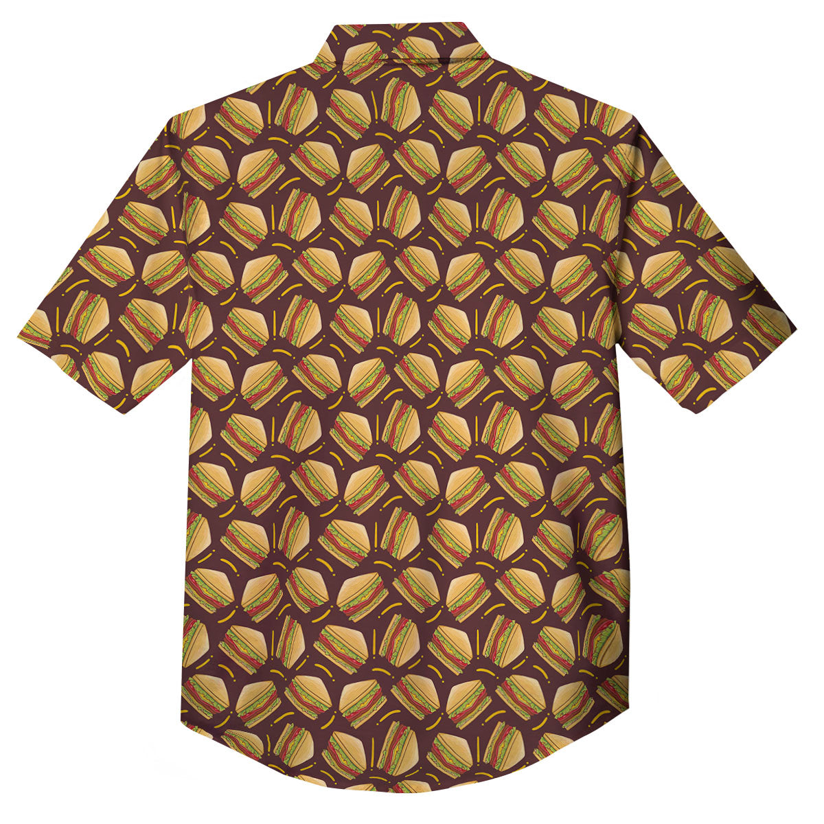 Sandwiches Brown Print Pattern Button Up Shirt-grizzshop