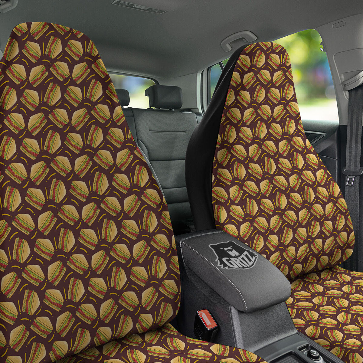 Sandwiches Brown Print Pattern Car Seat Covers-grizzshop