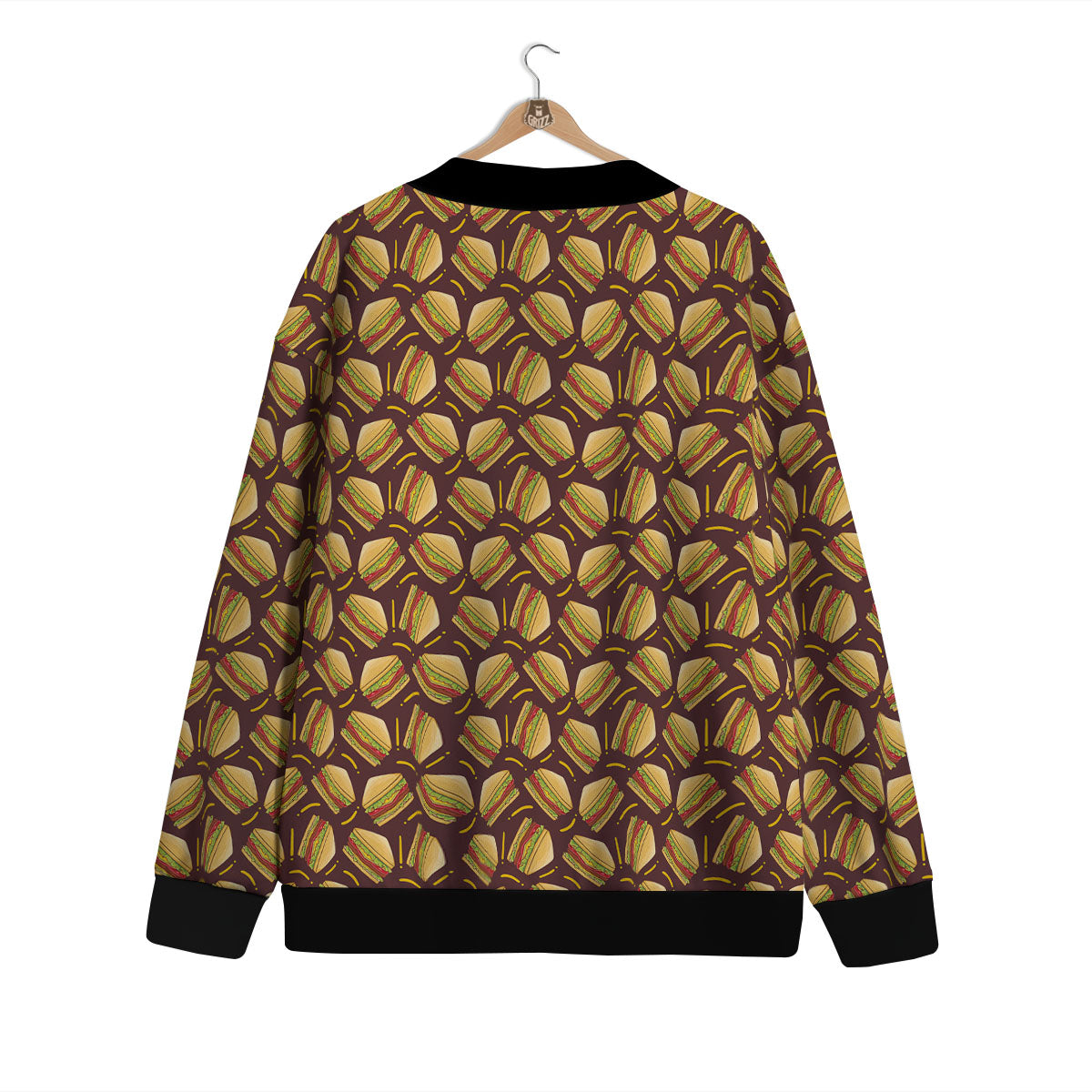 Sandwiches Brown Print Pattern Cardigan-grizzshop