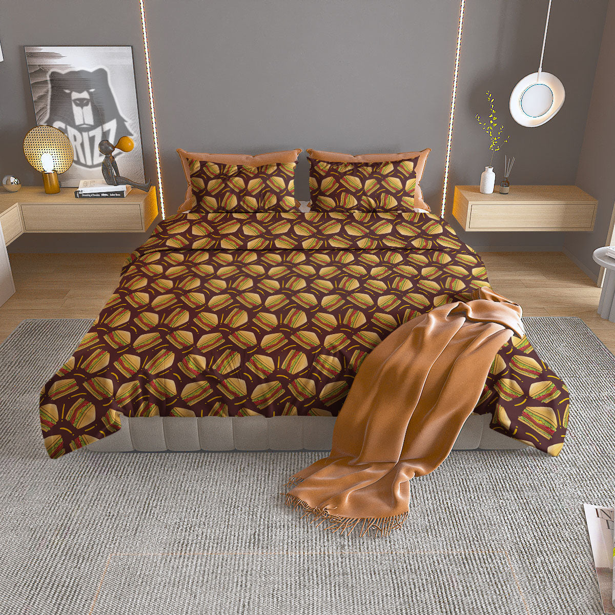 Pumpkin Cute Print Pattern Duvet Cover Bedding Set