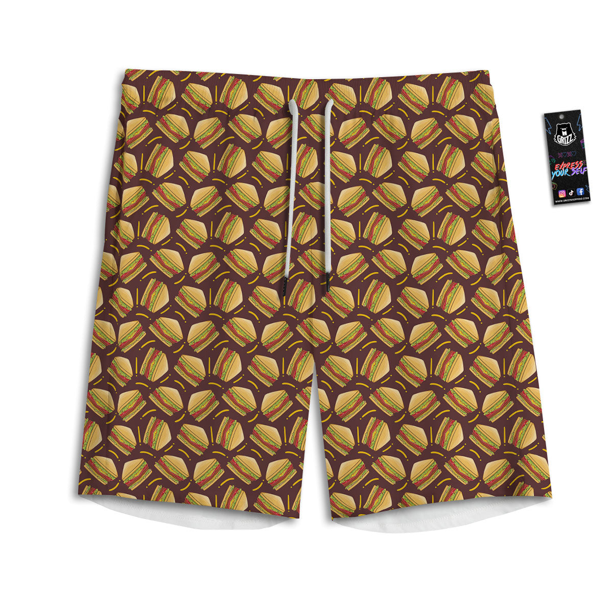 Sandwiches Brown Print Pattern Men's Athletic Shorts