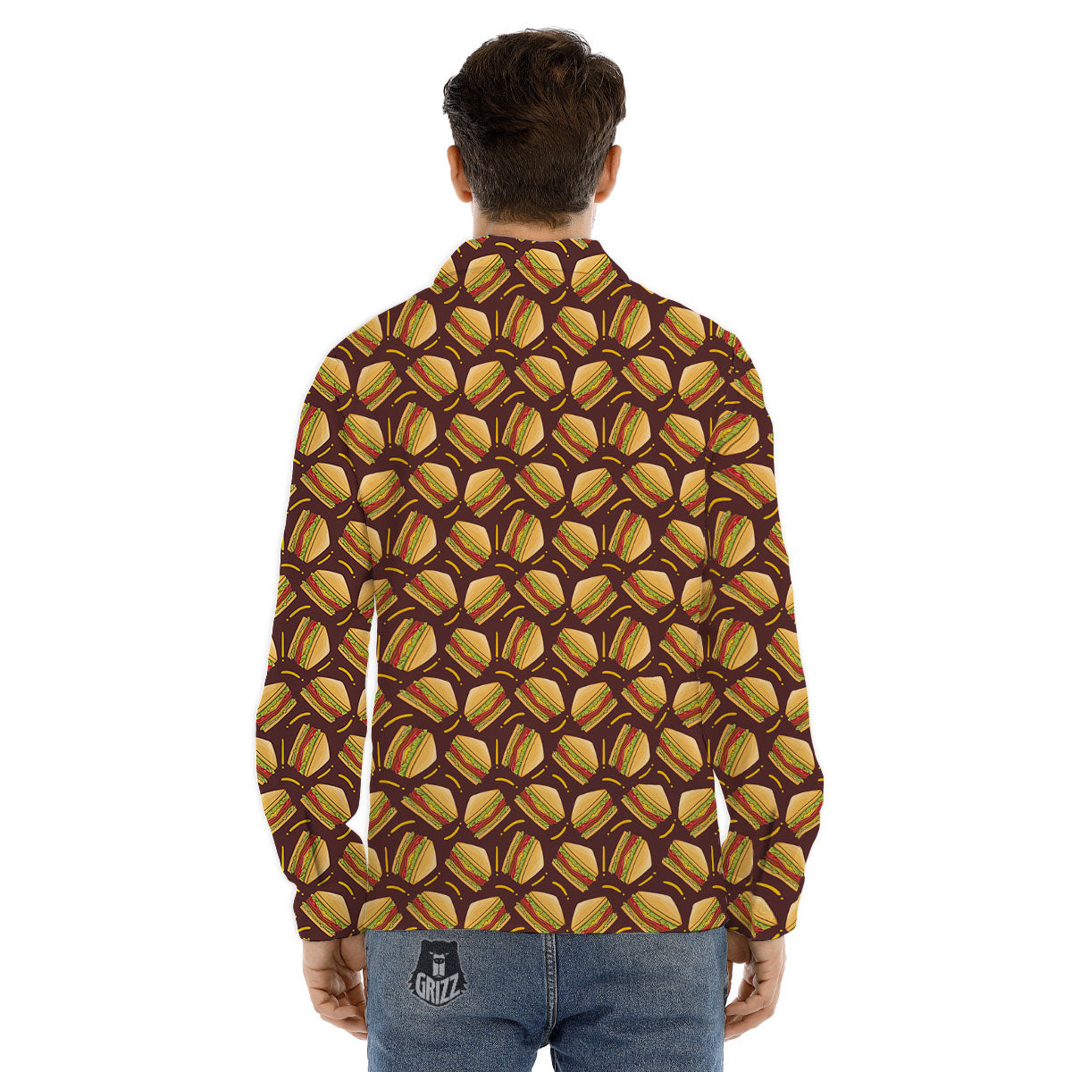 Sandwiches Brown Print Pattern Men's Dress Shirts-grizzshop