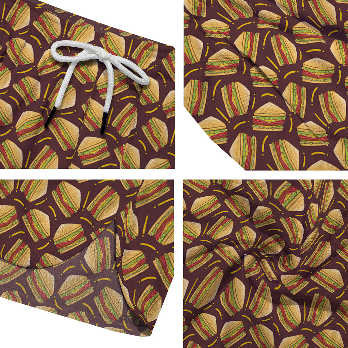 Sandwiches Brown Print Pattern Men's Running Shorts-grizzshop