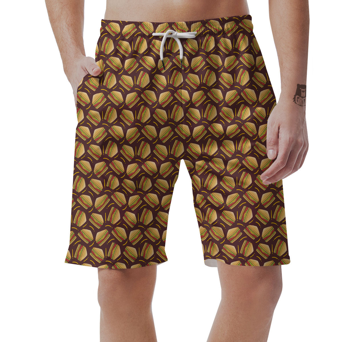 Sandwiches Brown Print Pattern Men's Shorts-grizzshop
