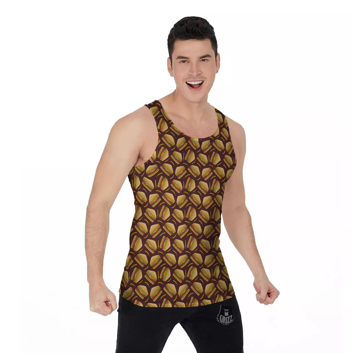 Sandwiches Brown Print Pattern Men's Tank Top-grizzshop