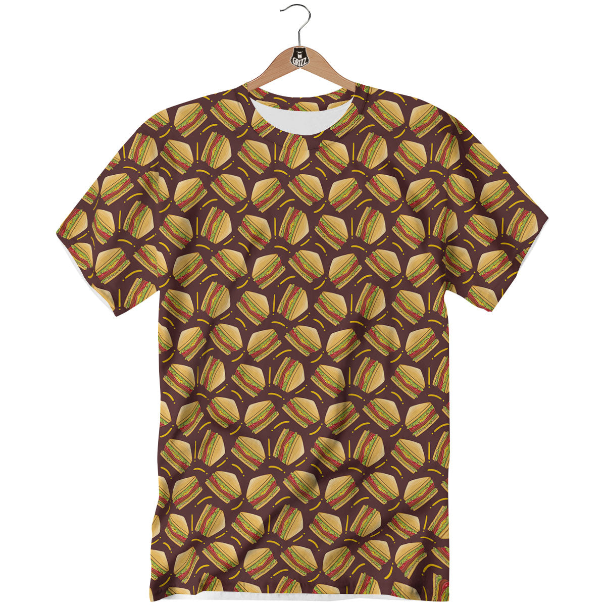 Sandwiches Brown Print Pattern T-Shirt-grizzshop