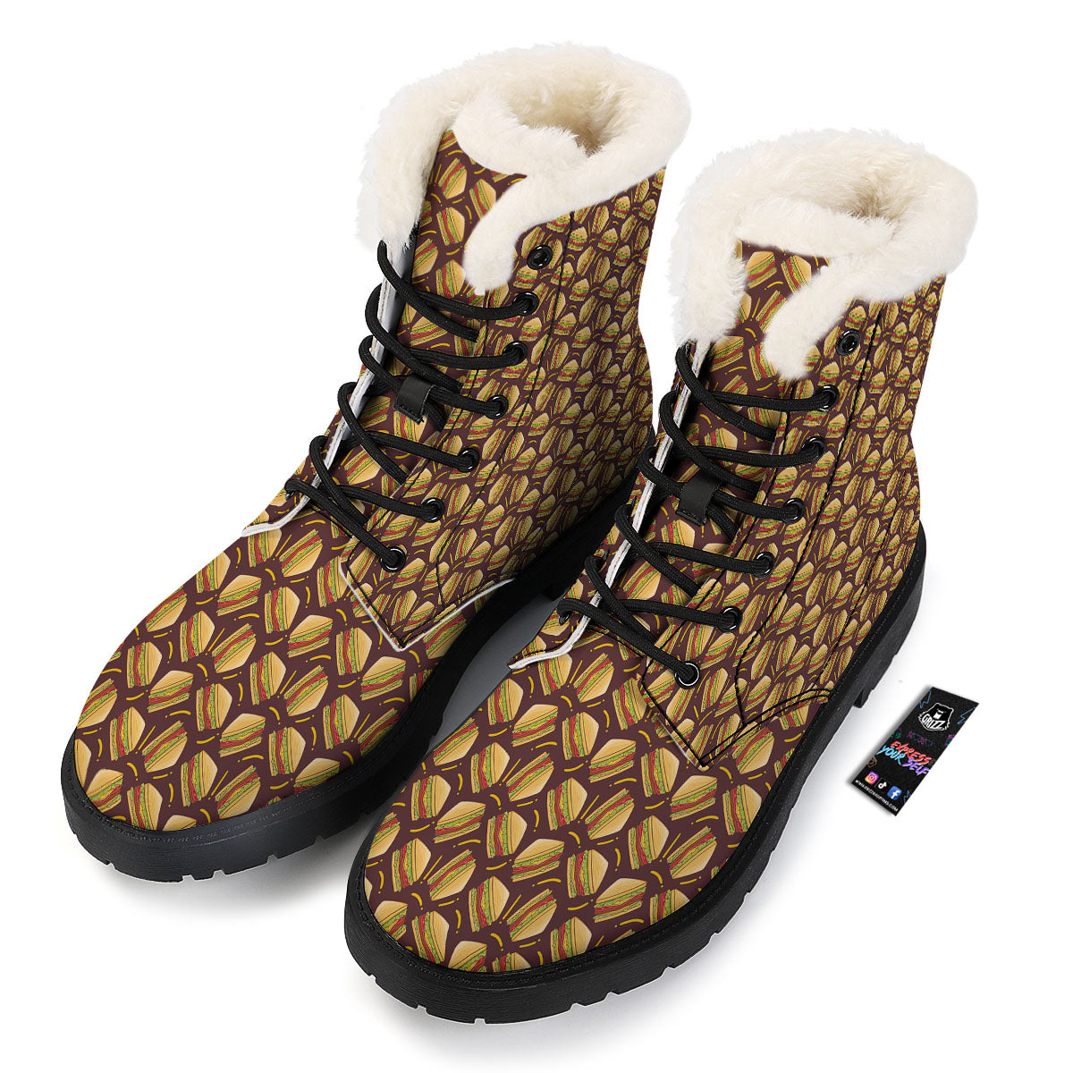 Sandwiches Brown Print Pattern Winter Boots-grizzshop