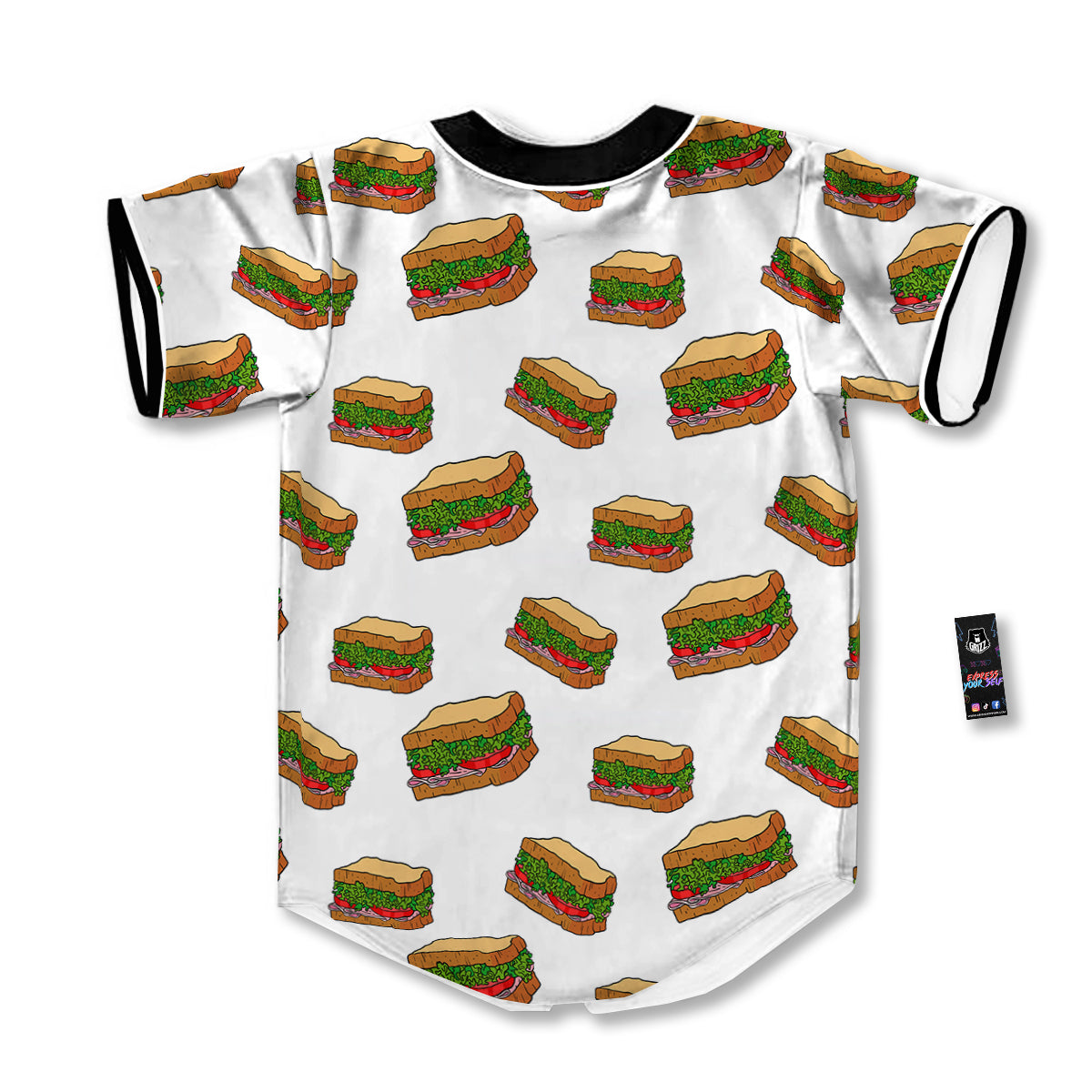Sandwiches White Print Pattern Baseball Jersey-grizzshop