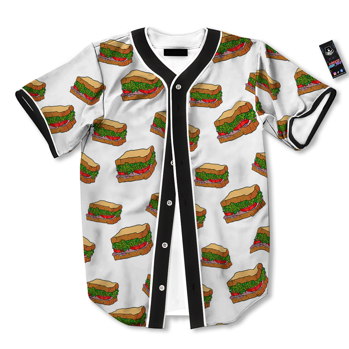 Sandwiches White Print Pattern Baseball Jersey-grizzshop