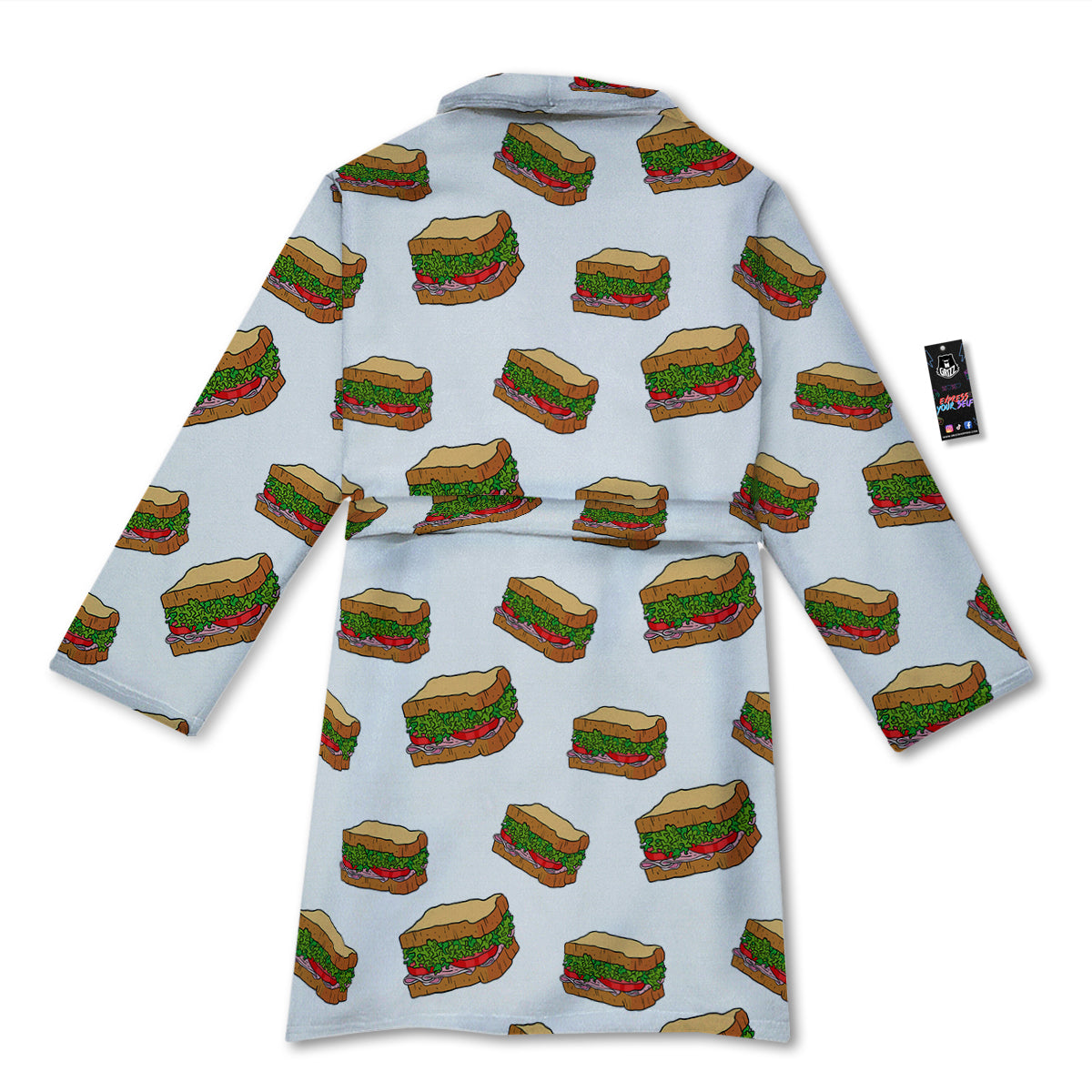 Sandwiches White Print Pattern Bathrobe-grizzshop