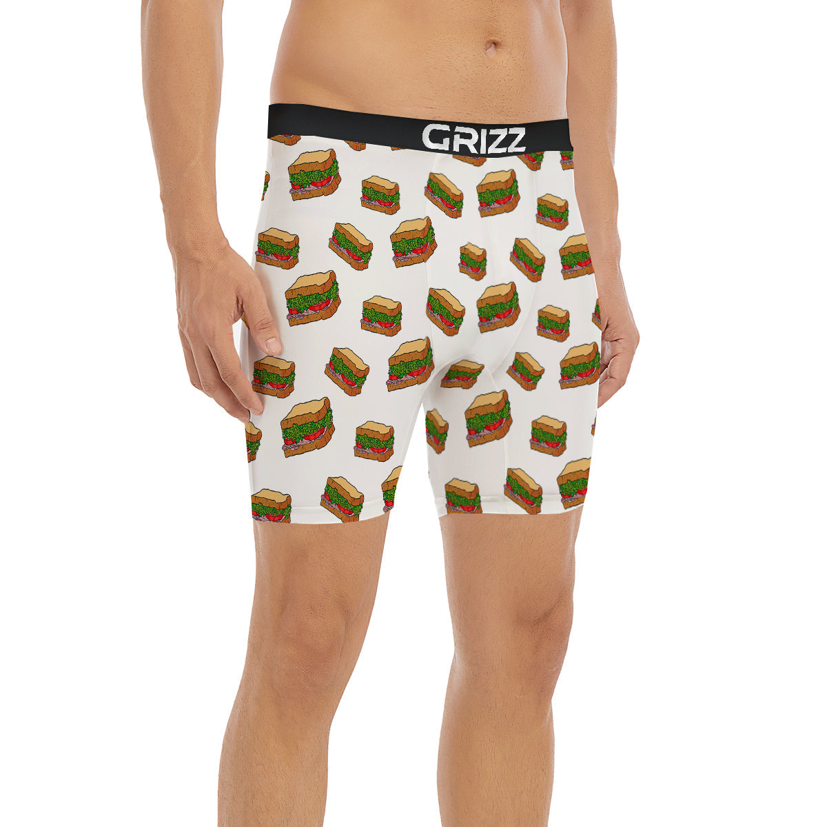 Sandwiches White Print Pattern Boxer Briefs-grizzshop