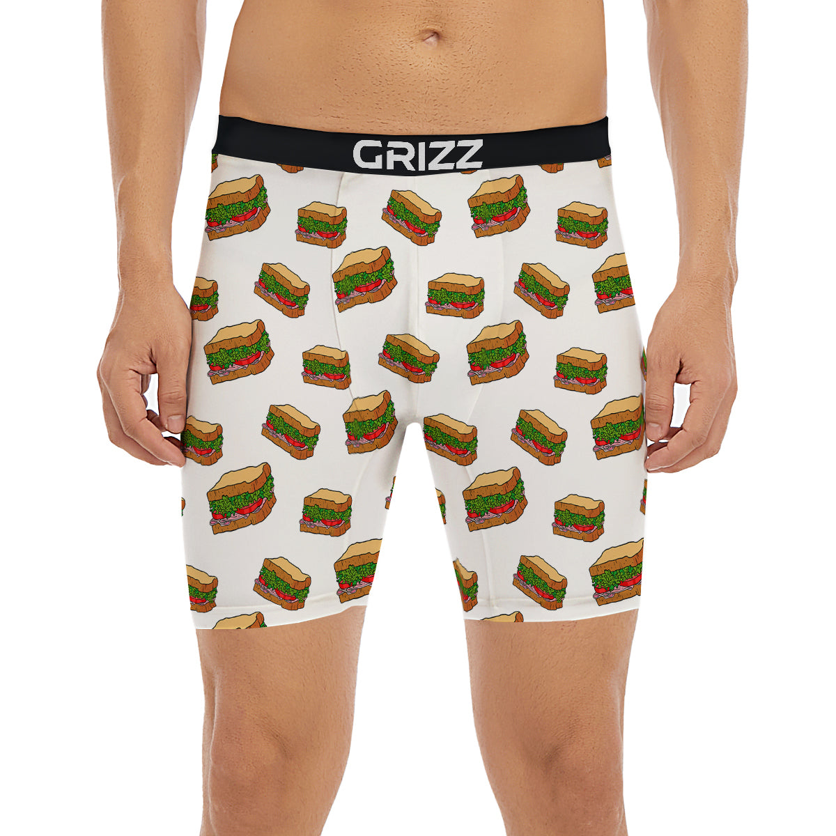Sandwiches White Print Pattern Boxer Briefs-grizzshop