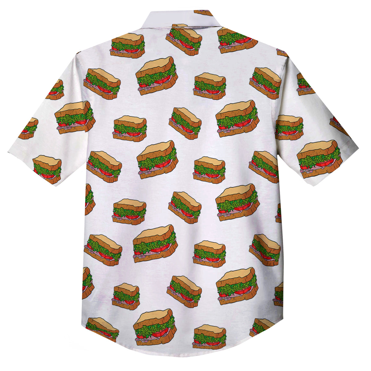 Sandwiches White Print Pattern Button Up Shirt-grizzshop