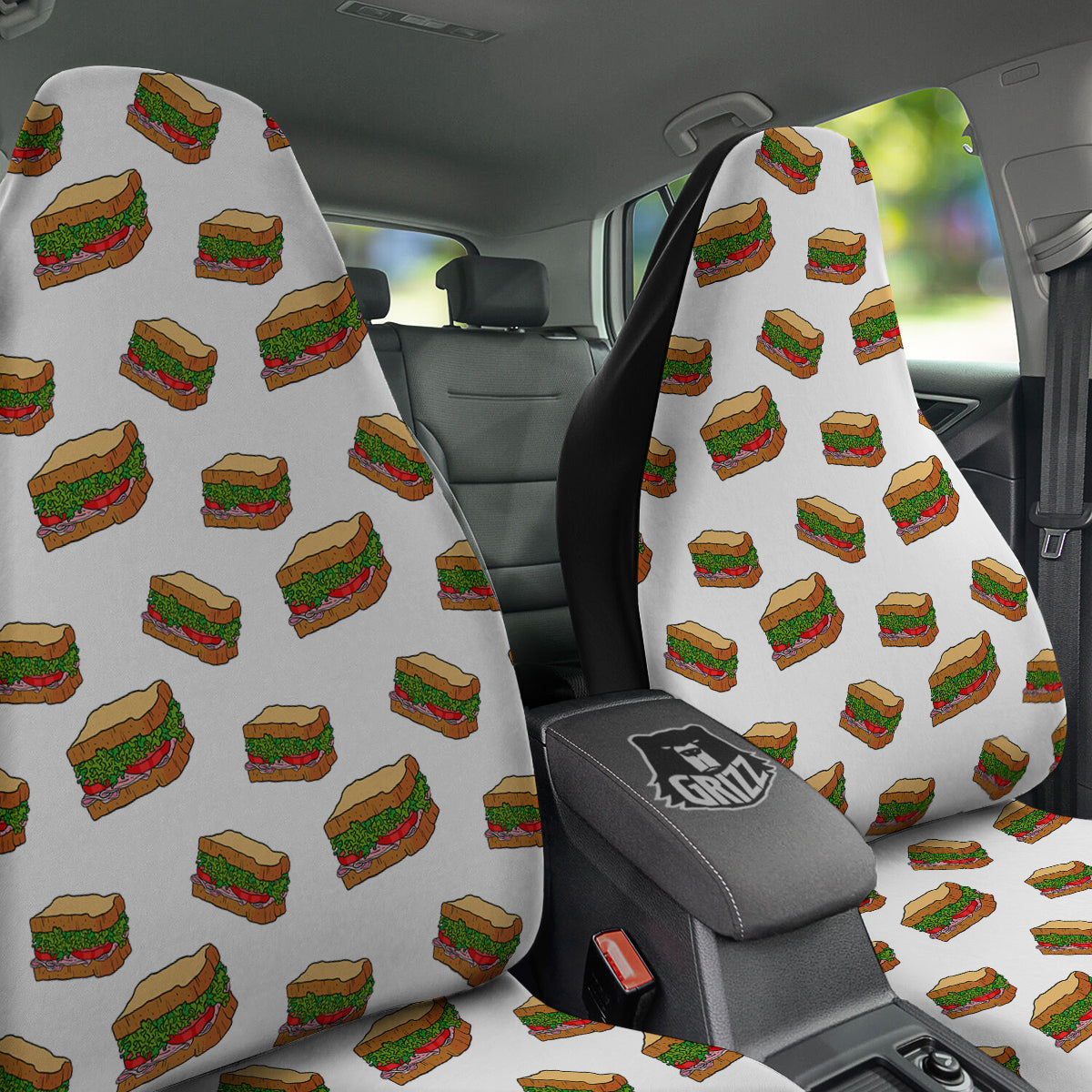 Sandwiches White Print Pattern Car Seat Covers-grizzshop