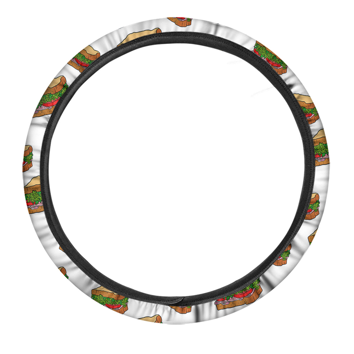 Sandwiches White Print Pattern Car Steering Wheel Cover-grizzshop