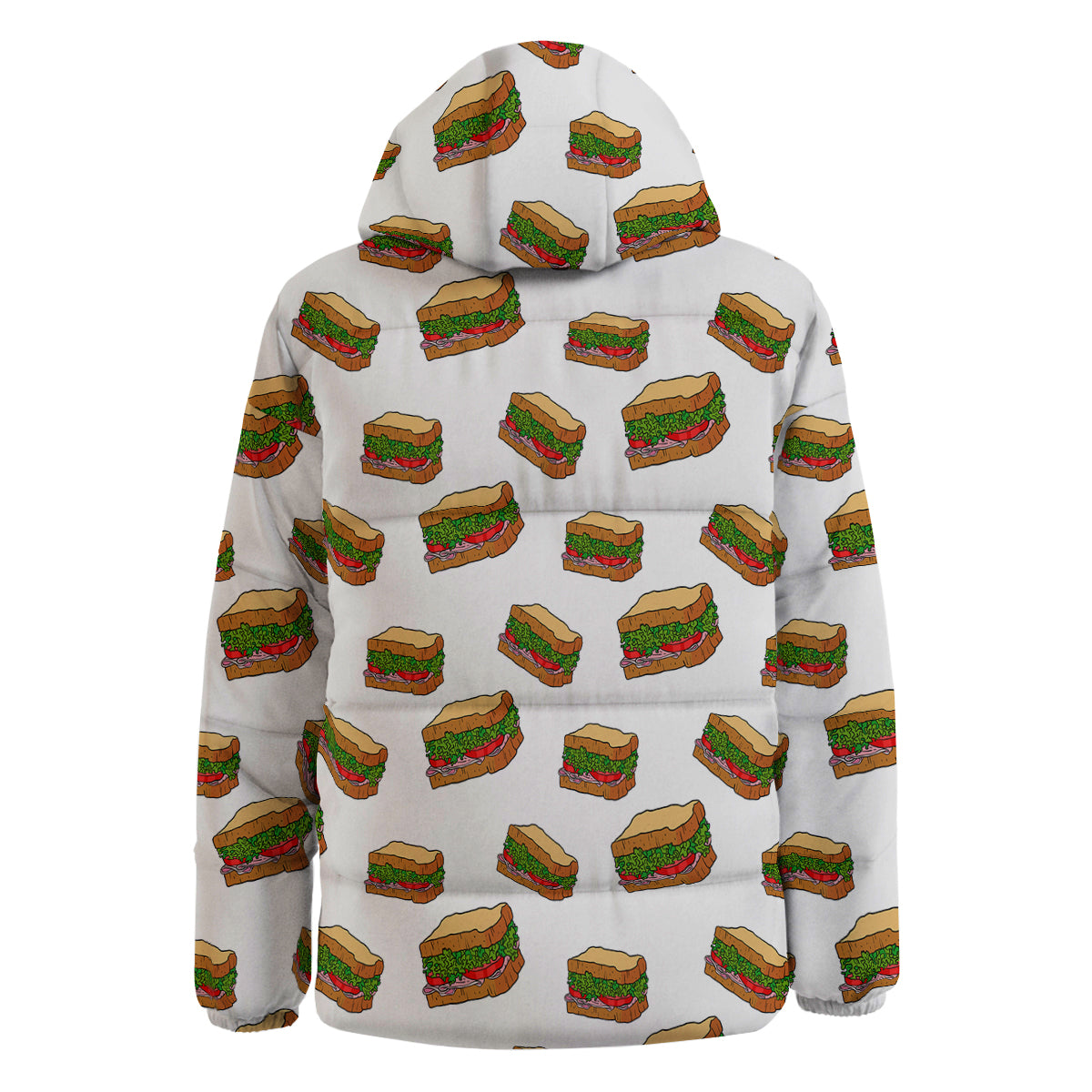 Sandwiches White Print Pattern Down Jacket-grizzshop