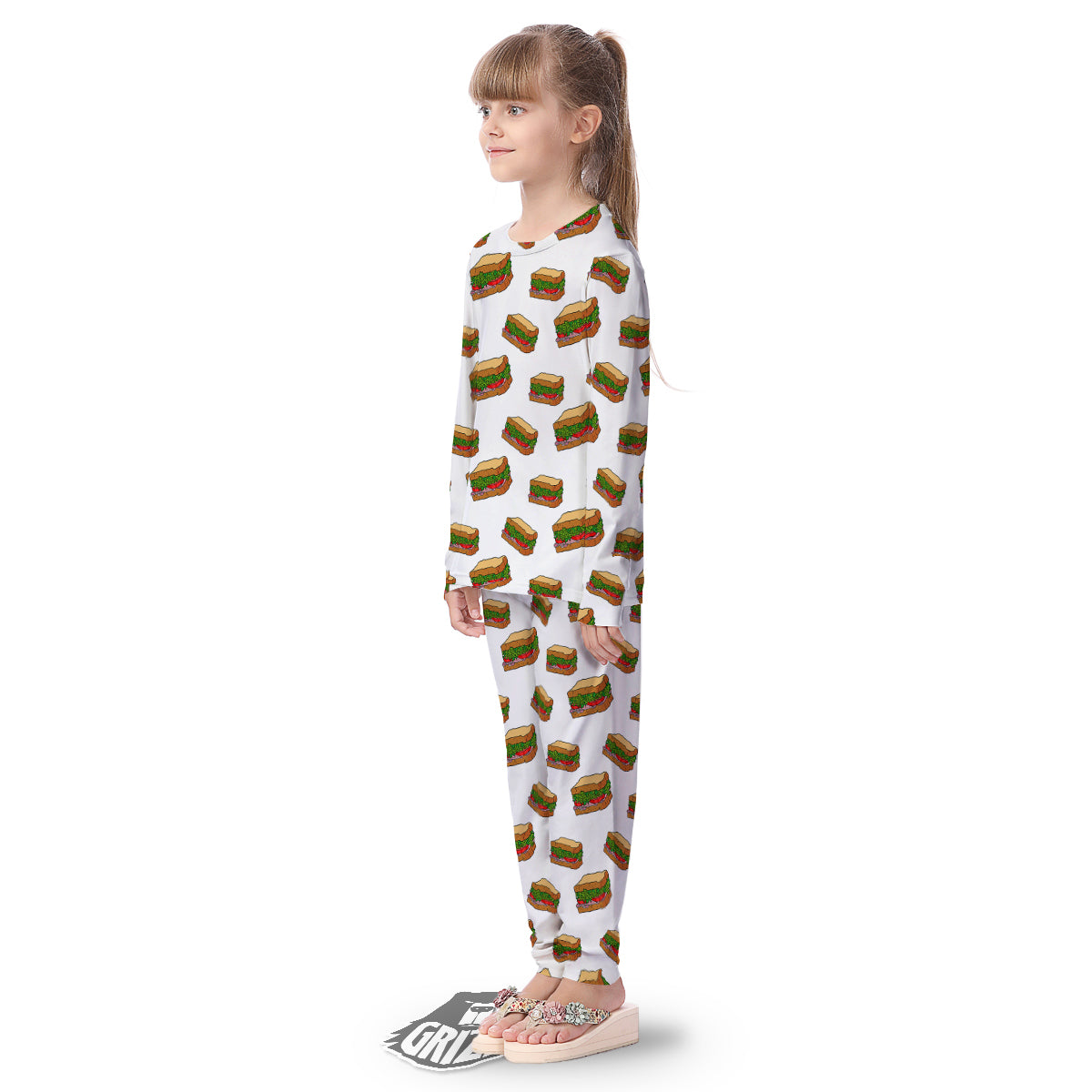 Sandwiches White Print Pattern Kid's Pajamas-grizzshop