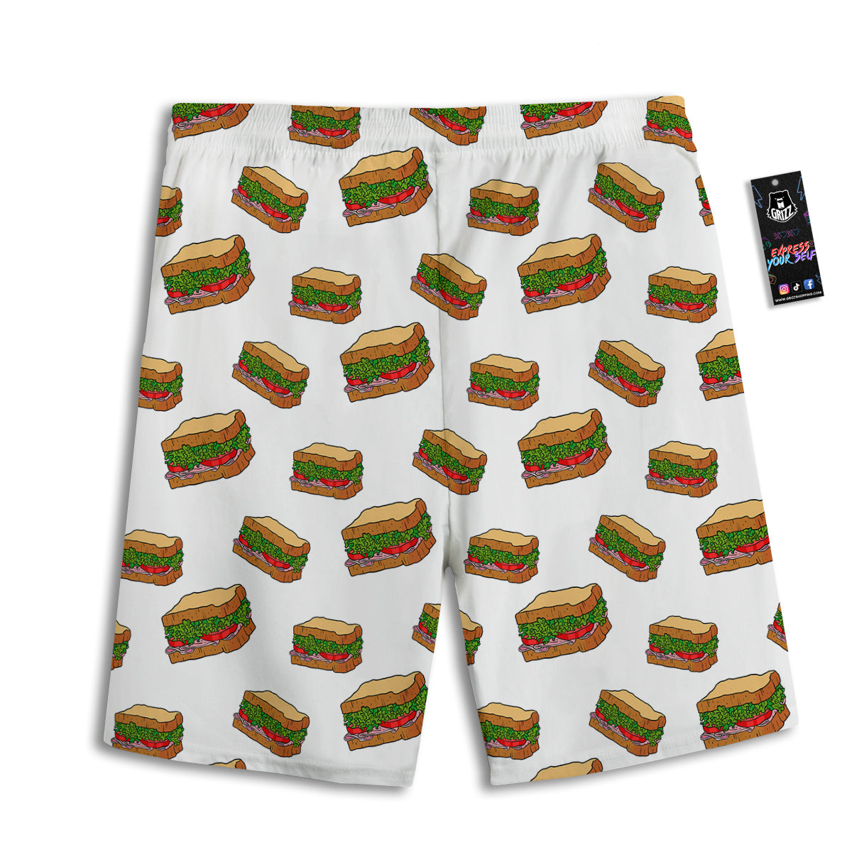 Sandwiches White Print Pattern Men's Athletic Shorts