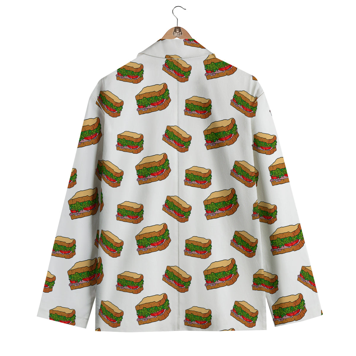 Sandwiches White Print Pattern Men's Blazer-grizzshop