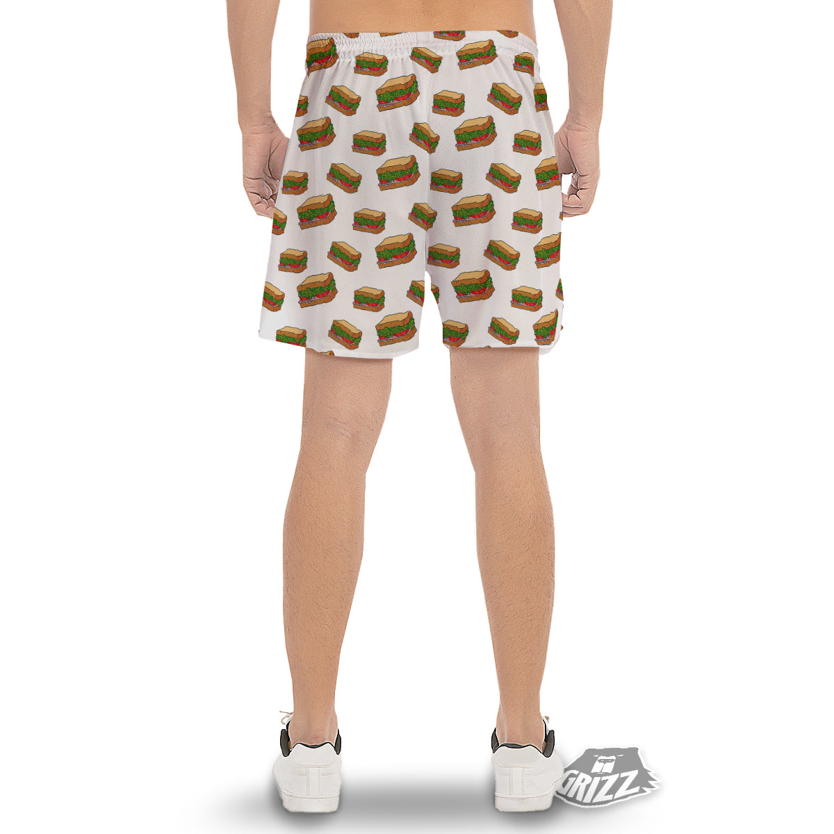 Sandwiches White Print Pattern Men's Gym Shorts-grizzshop