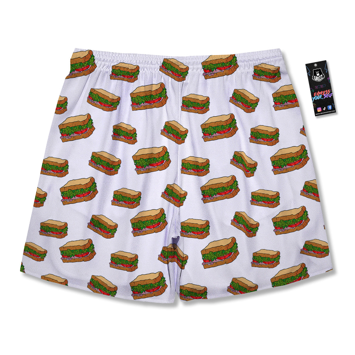 Sandwiches White Print Pattern Men's Running Shorts-grizzshop