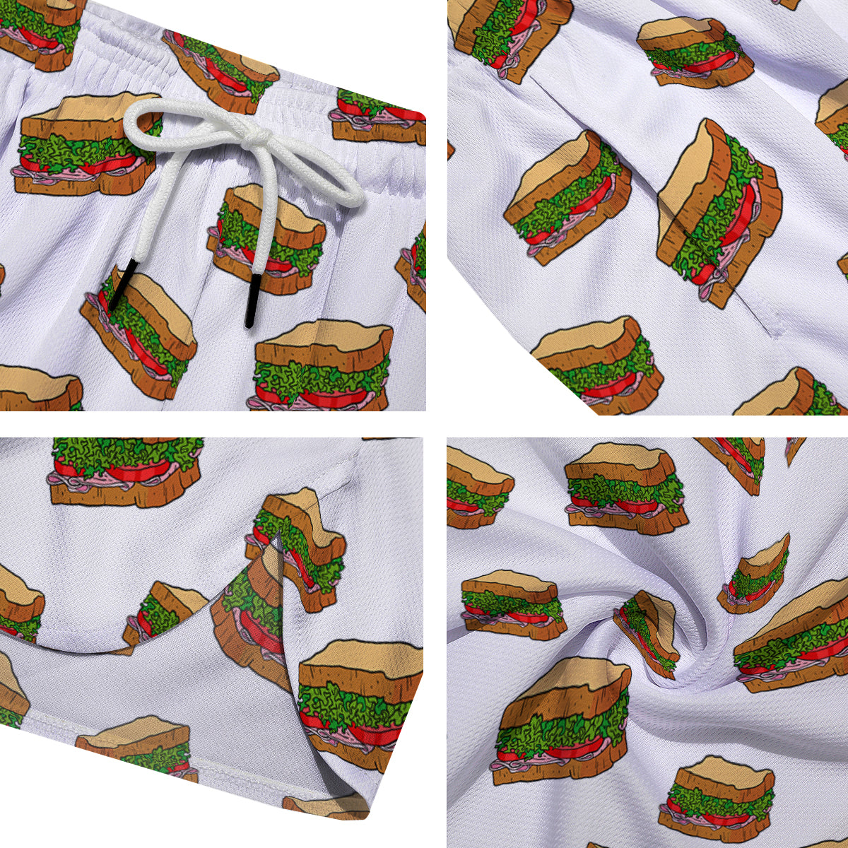 Sandwiches White Print Pattern Men's Running Shorts-grizzshop