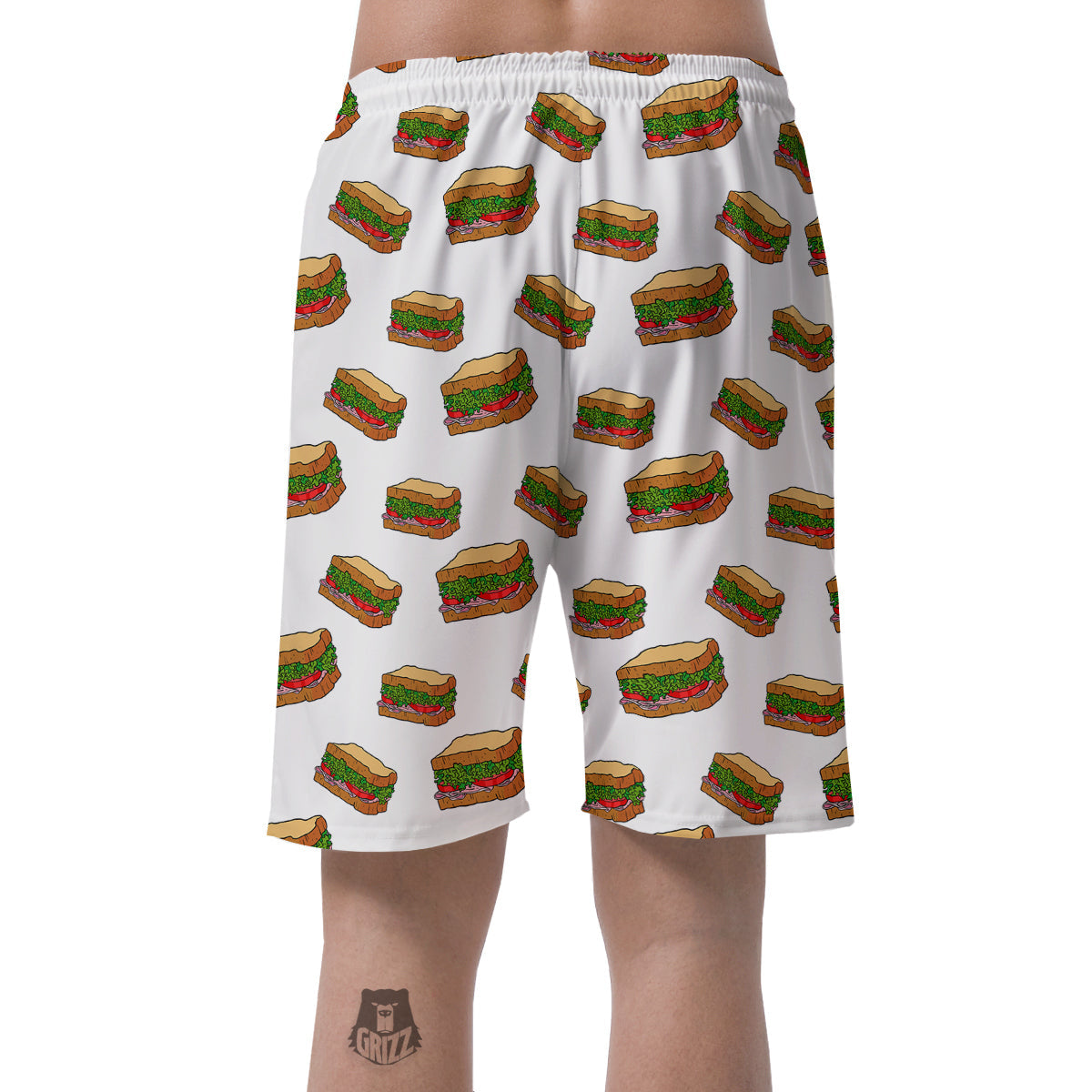 Sandwiches White Print Pattern Men's Shorts-grizzshop