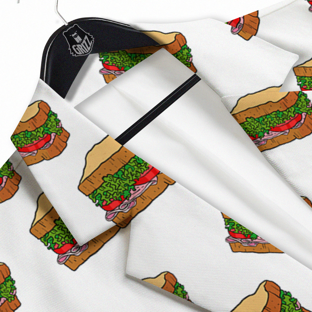 Sandwiches White Print Pattern Men's Sport Coat-grizzshop