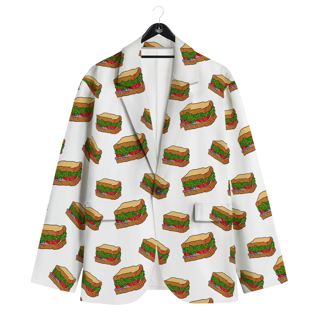 Sandwiches White Print Pattern Men's Sport Coat-grizzshop