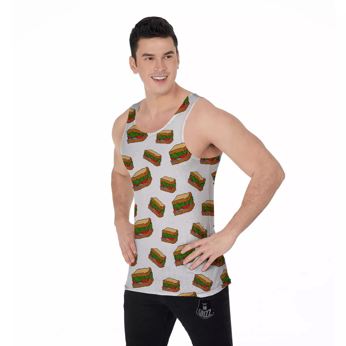 Sandwiches White Print Pattern Men's Tank Top-grizzshop