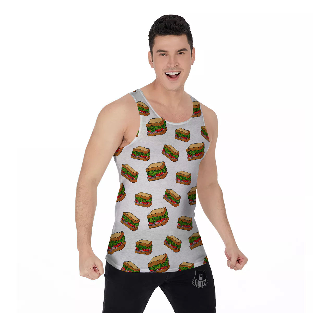 Sandwiches White Print Pattern Men's Tank Top-grizzshop