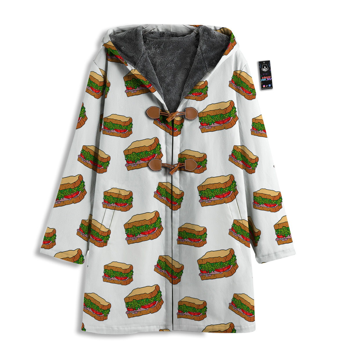 Sandwiches White Print Pattern Men's Windbreaker Jacket-grizzshop