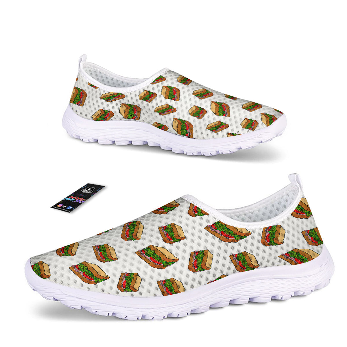 Sandwiches White Print Pattern Nurse Shoes-grizzshop