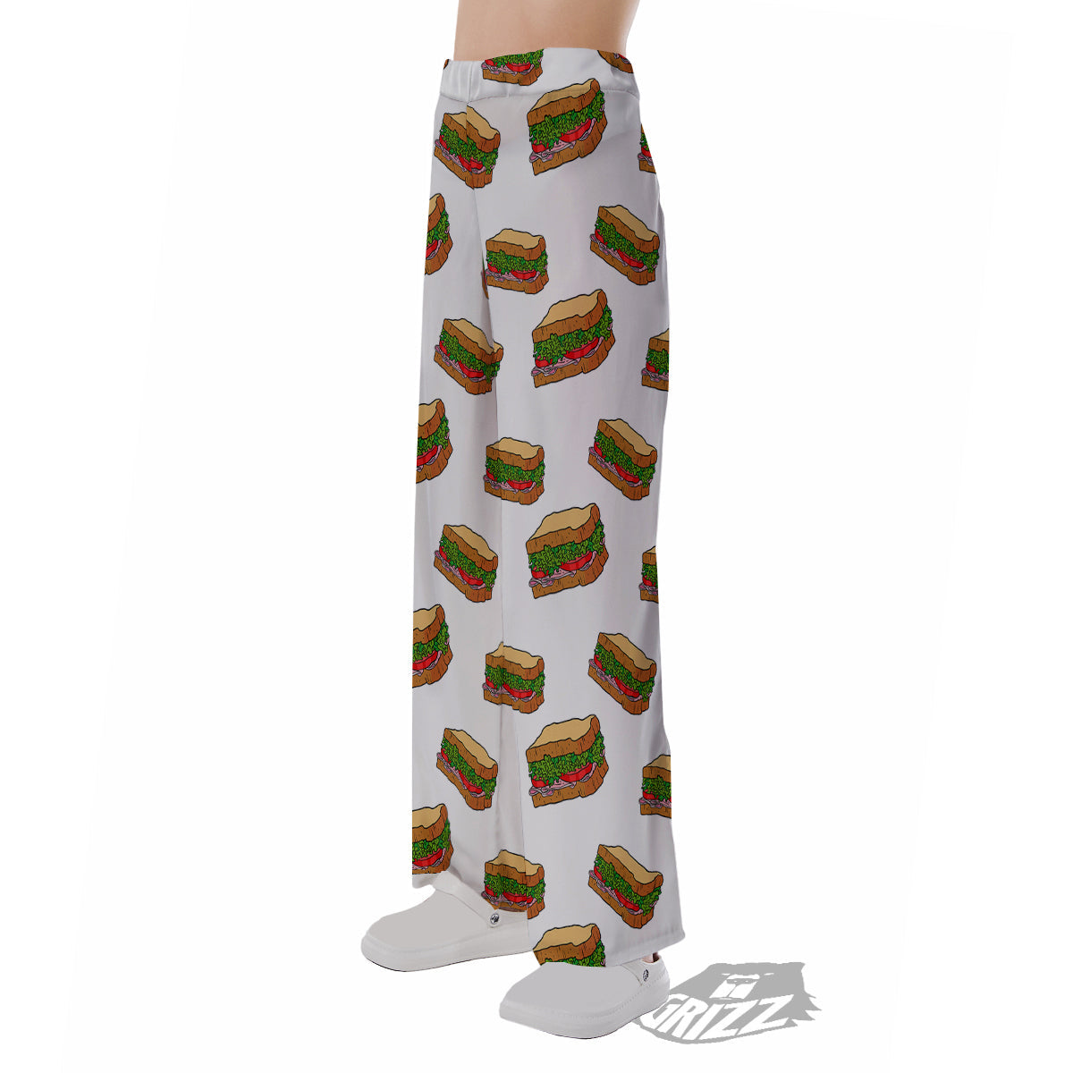 Sandwiches White Print Pattern Pajama Pants-grizzshop