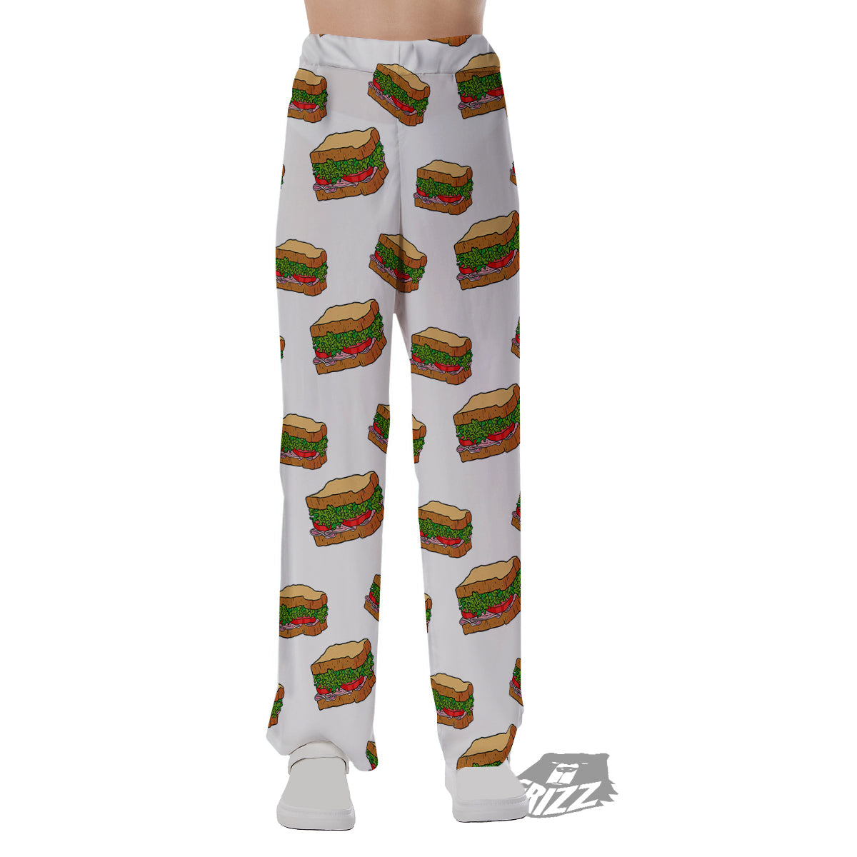 Sandwiches White Print Pattern Pajama Pants-grizzshop