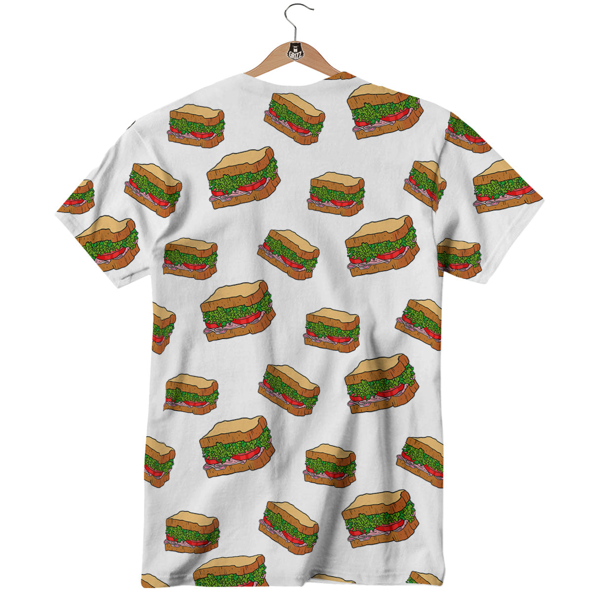 Sandwiches White Print Pattern T-Shirt-grizzshop