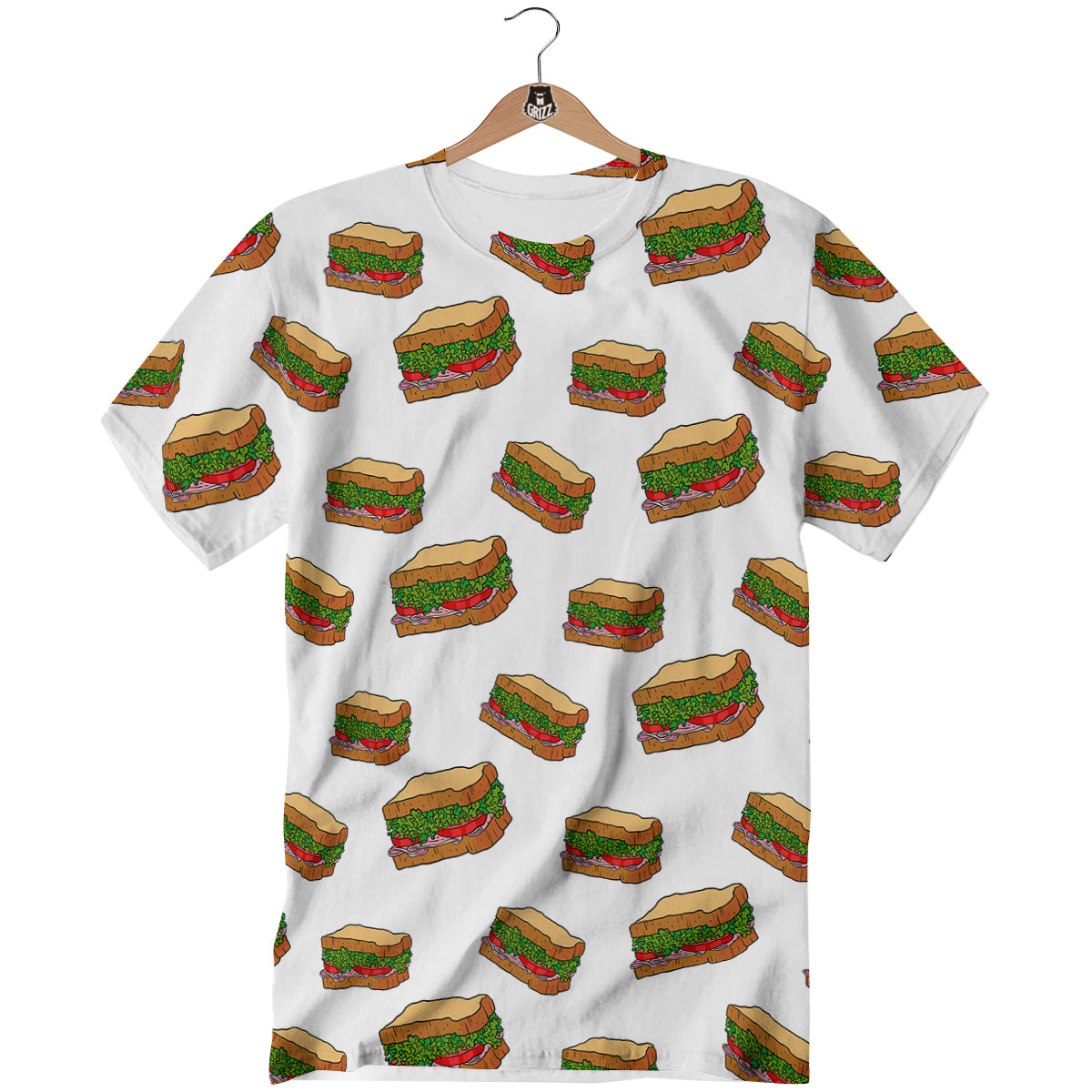 Sandwiches White Print Pattern T-Shirt-grizzshop