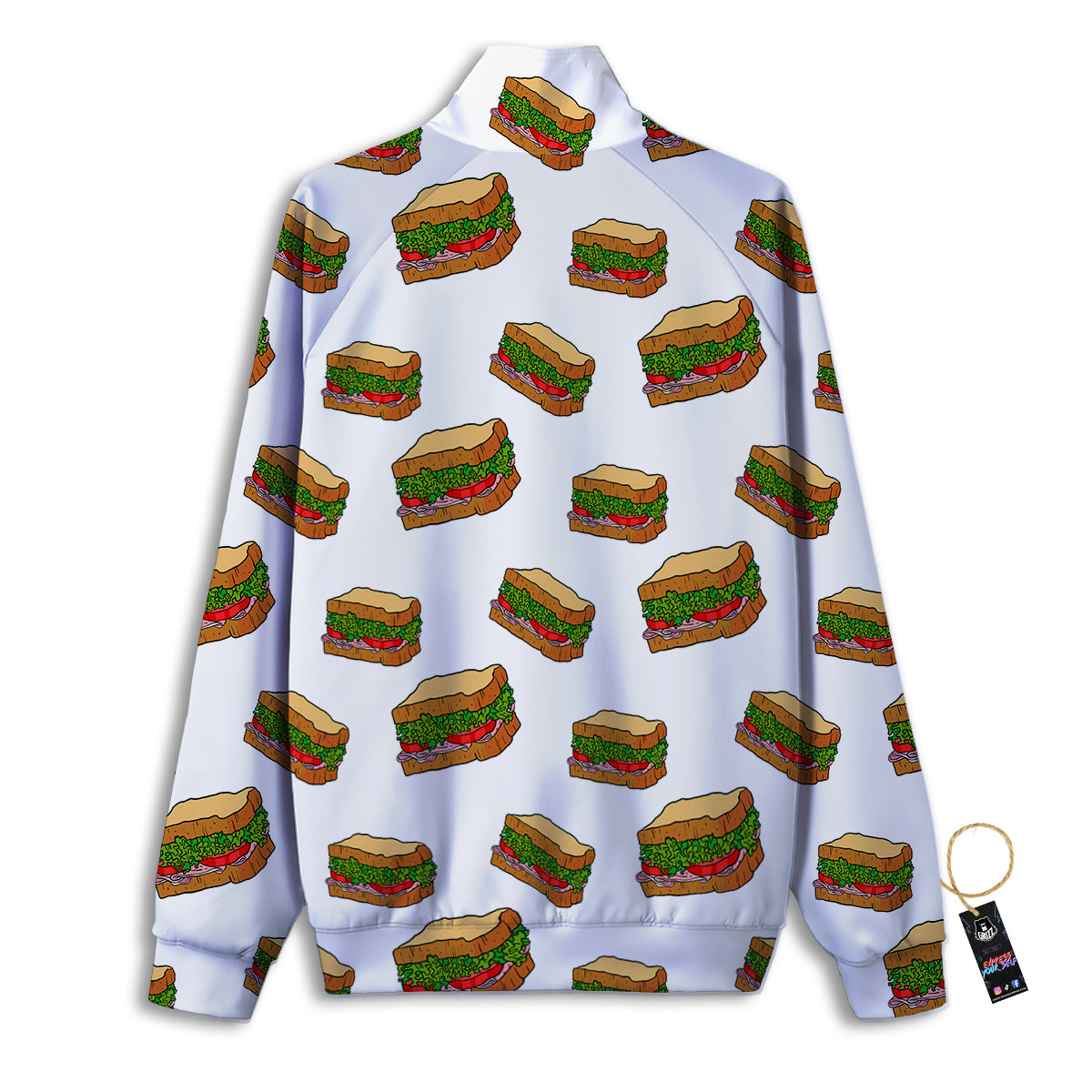 Sandwiches White Print Pattern Track Jacket-grizzshop