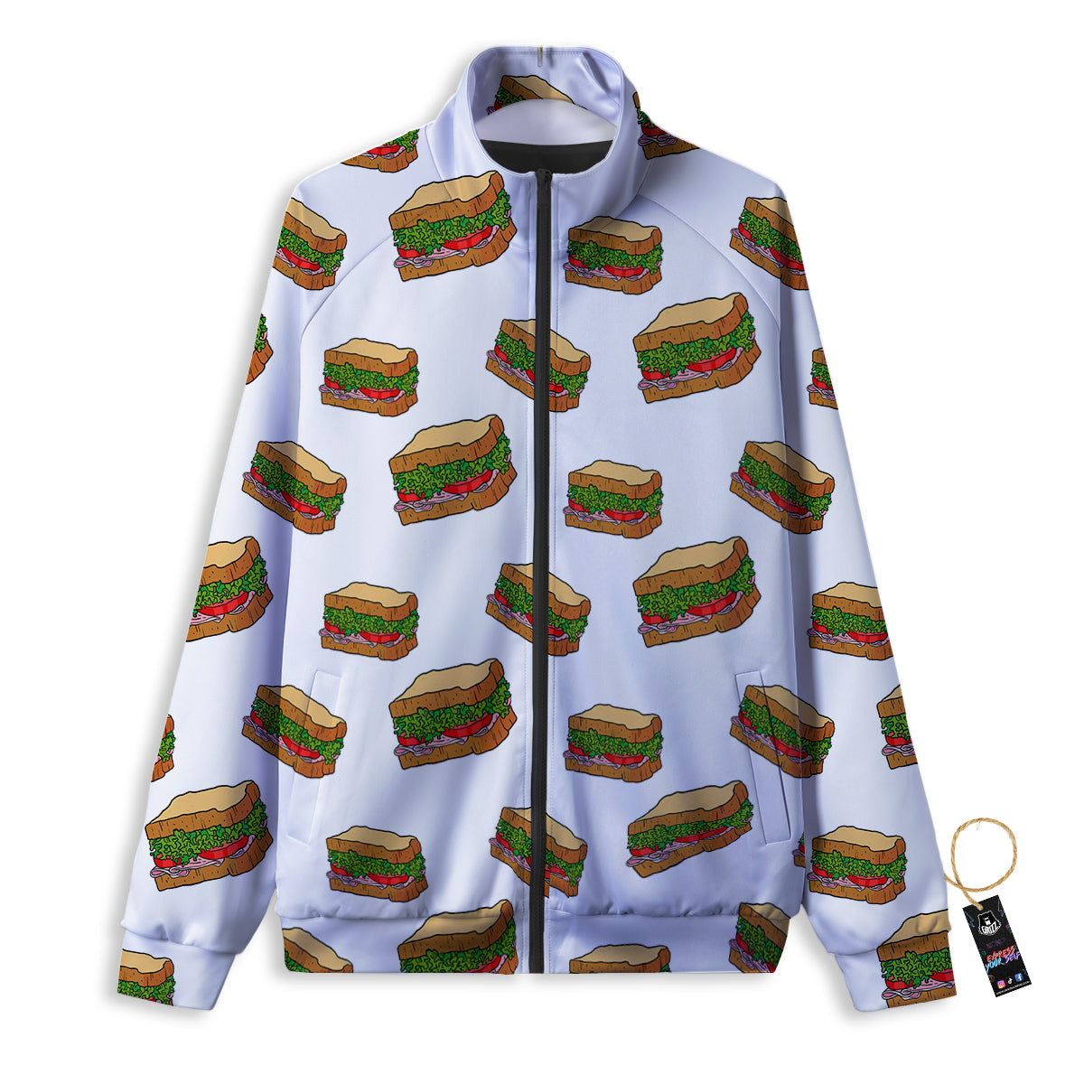 Sandwiches White Print Pattern Track Jacket-grizzshop