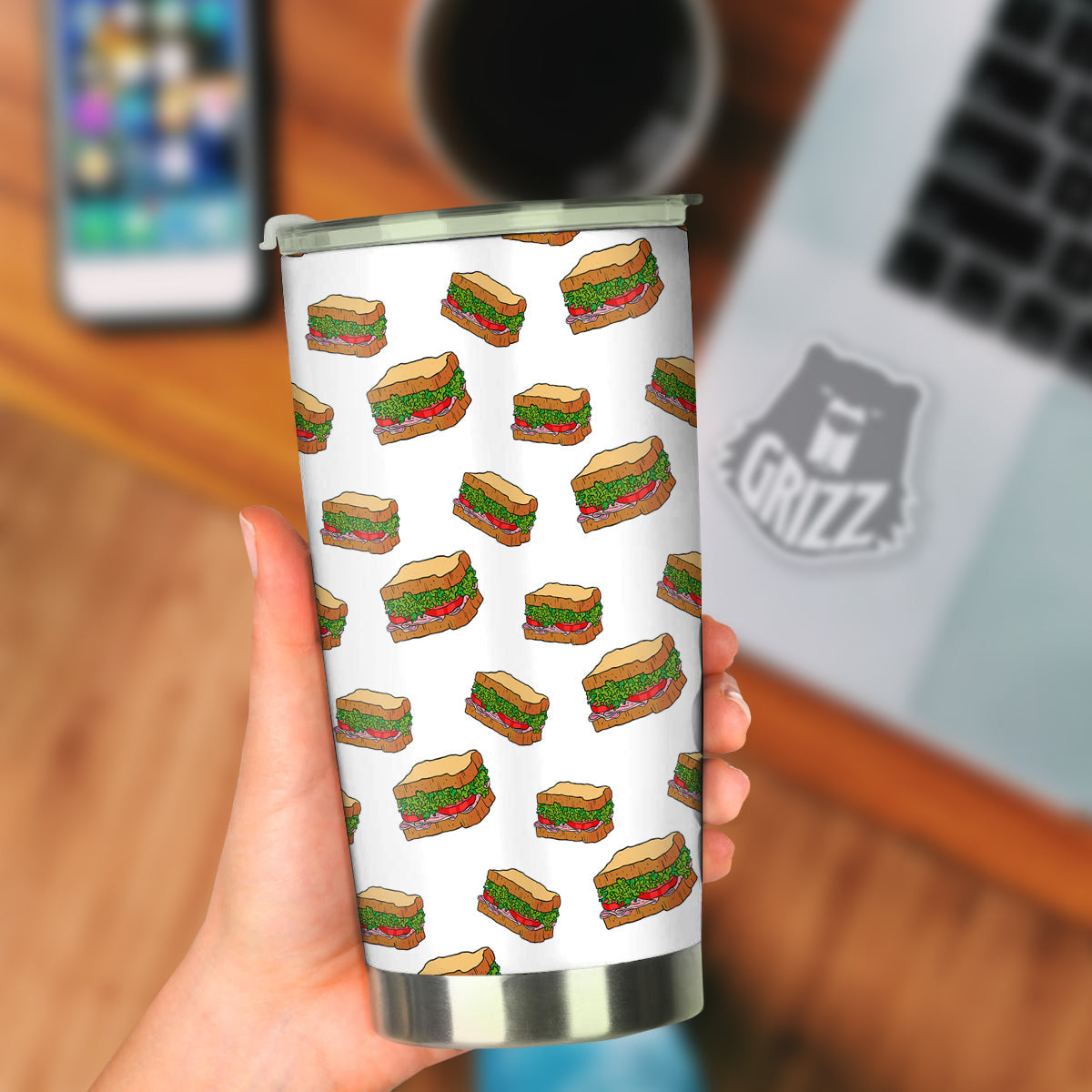 Sandwiches White Print Pattern Tumbler-grizzshop