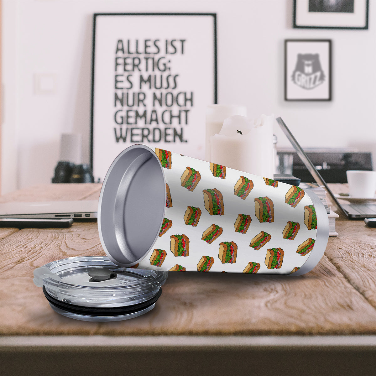 Sandwiches White Print Pattern Tumbler-grizzshop
