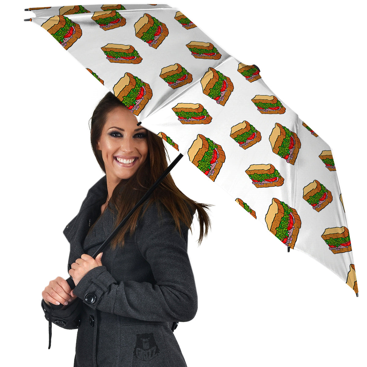 Sandwiches White Print Pattern Umbrella-grizzshop