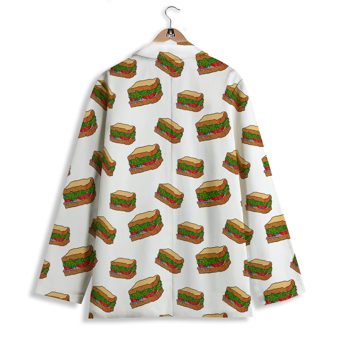 Sandwiches White Print Pattern Women's Blazer-grizzshop